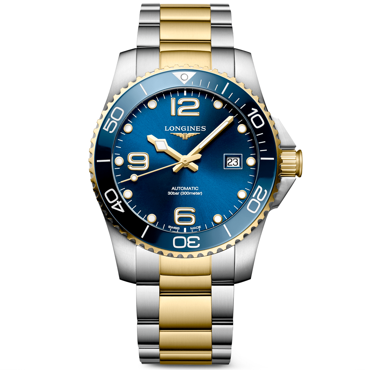 Longines HydroConquest 41mm Two-Tone Blue Dial Automatic Bracelet Watch - Berry's Jewellers