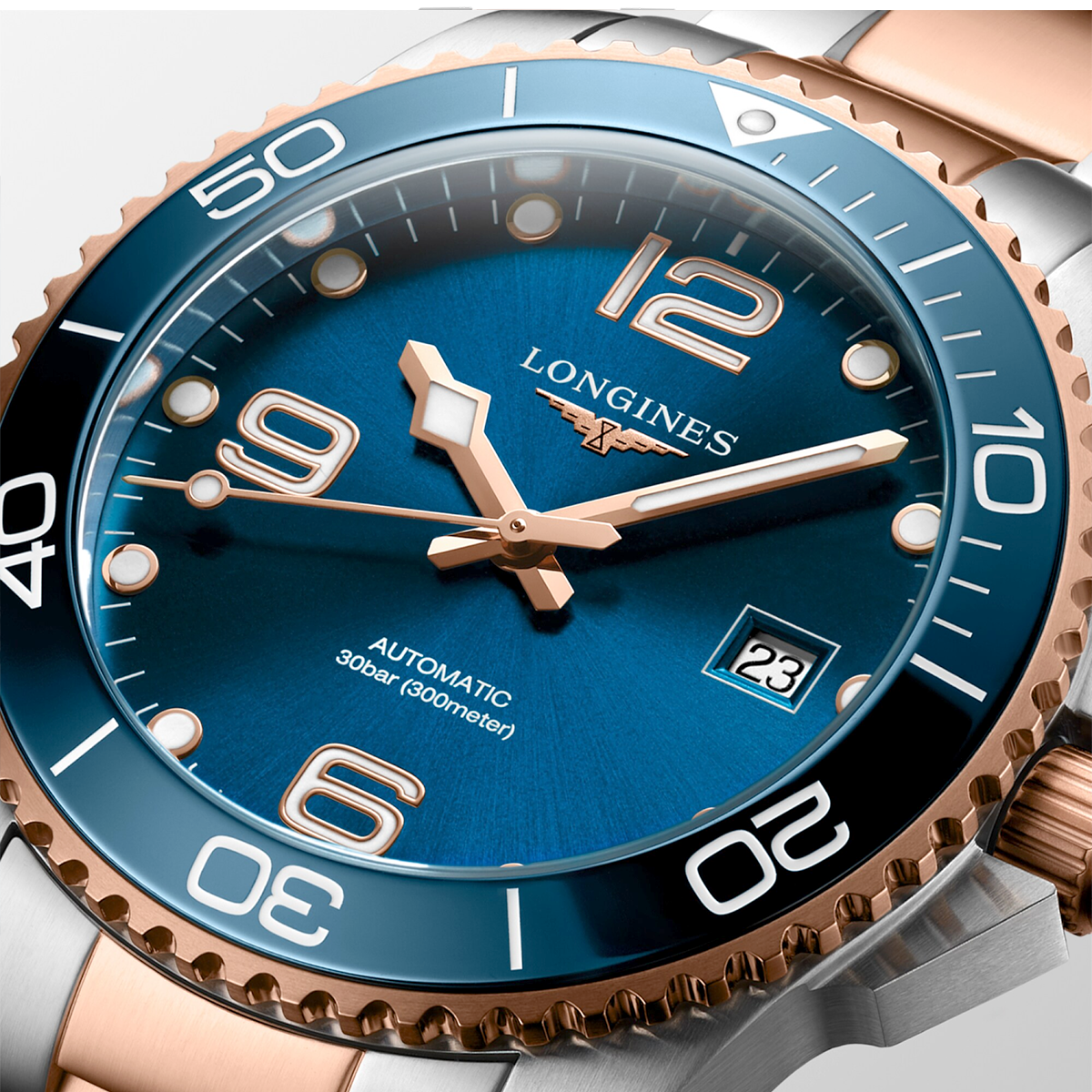 Longines HydroConquest 41mm Two-Tone Blue Dial Men's Bracelet Watch - Berry's Jewellers