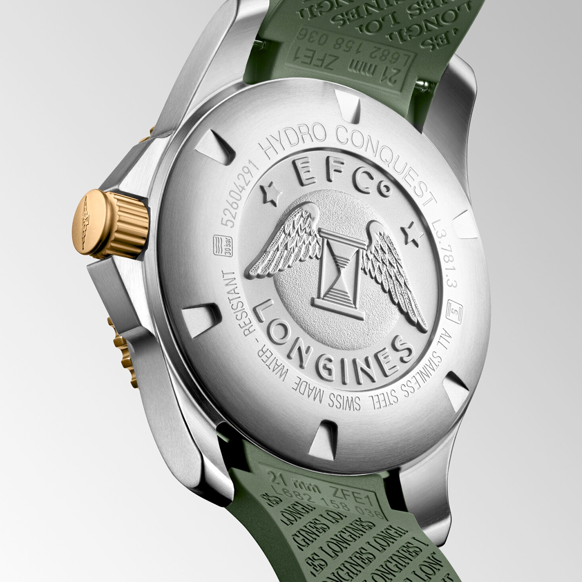 Longines HydroConquest 41mm Two-Tone Green Dial Rubber Strap Watch - Berry's Jewellers