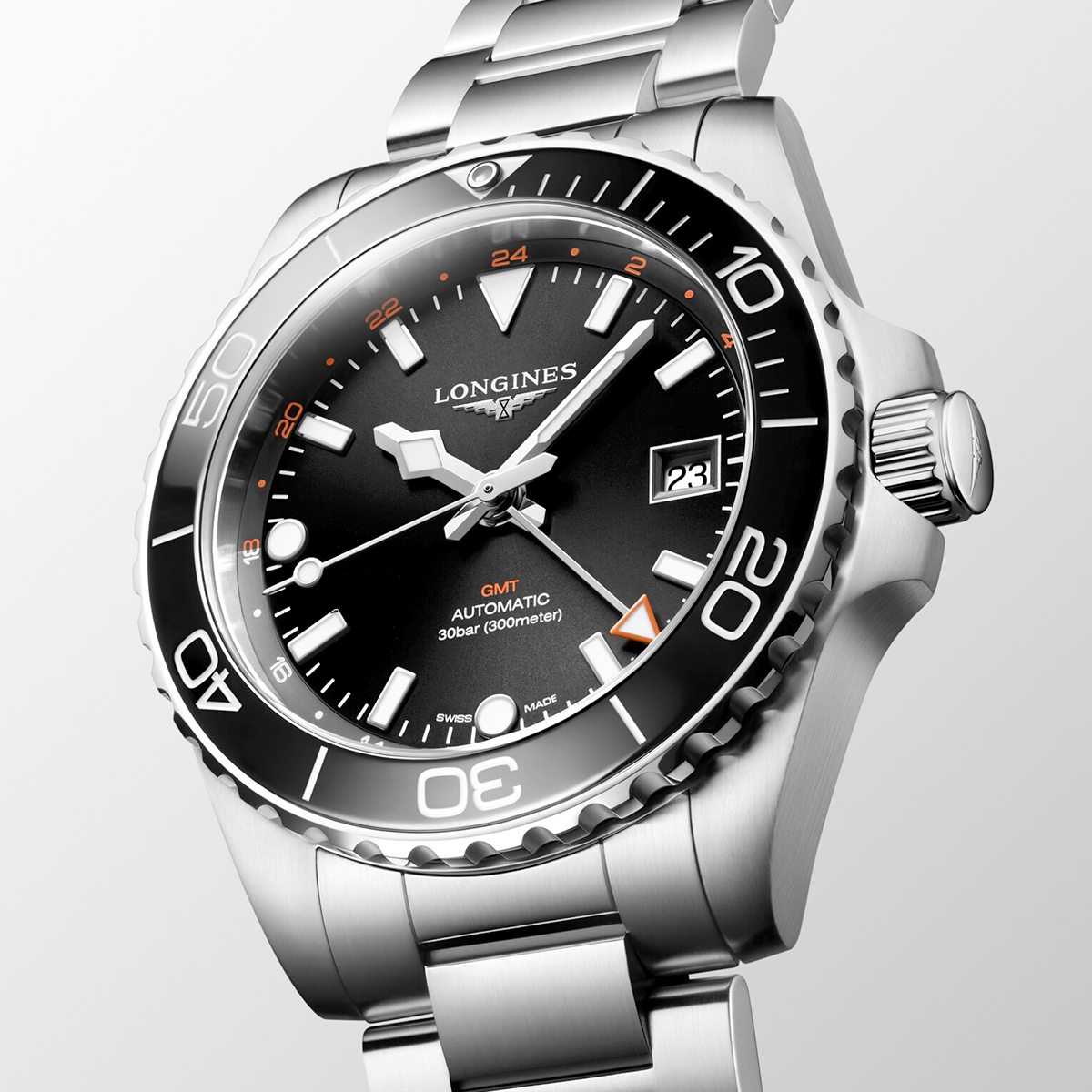 Longines HydroConquest GMT 41mm Black Dial Automatic Bracelet Watch - Berry's Jewellers