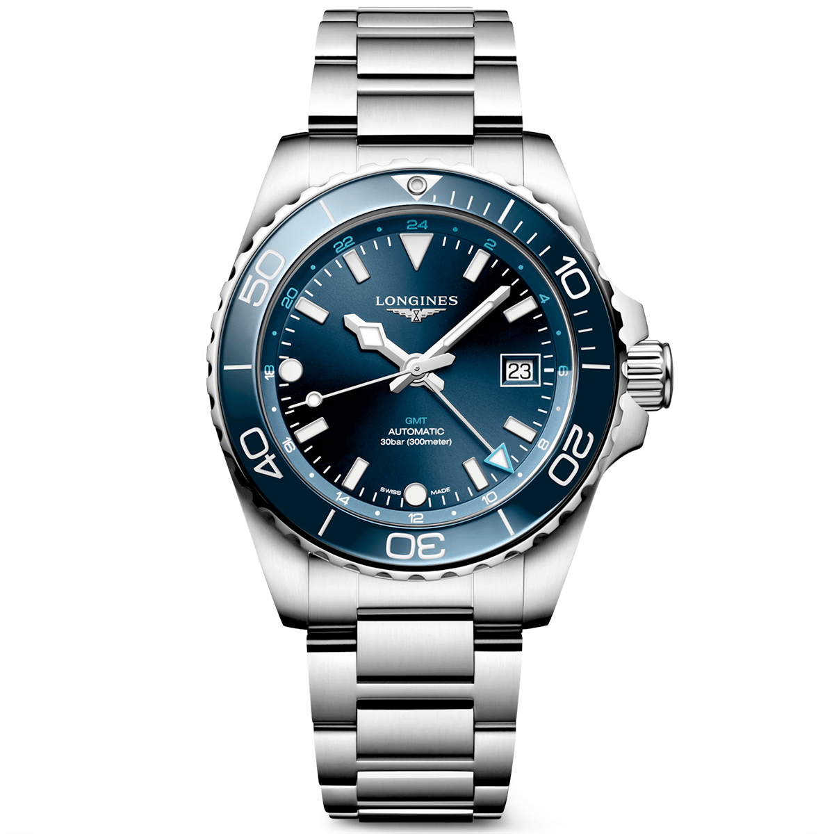 Longines HydroConquest GMT 41mm Blue Dial Men's Automatic Bracelet Watch - Berry's Jewellers