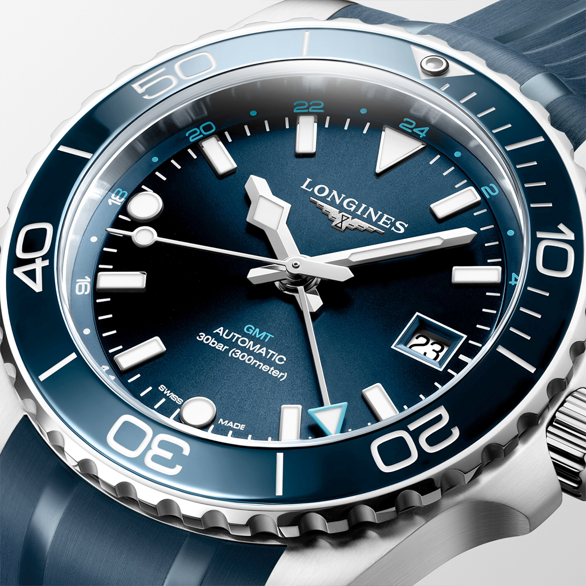 Longines HydroConquest GMT 41mm Blue Dial Men's Automatic Strap Watch - Berry's Jewellers