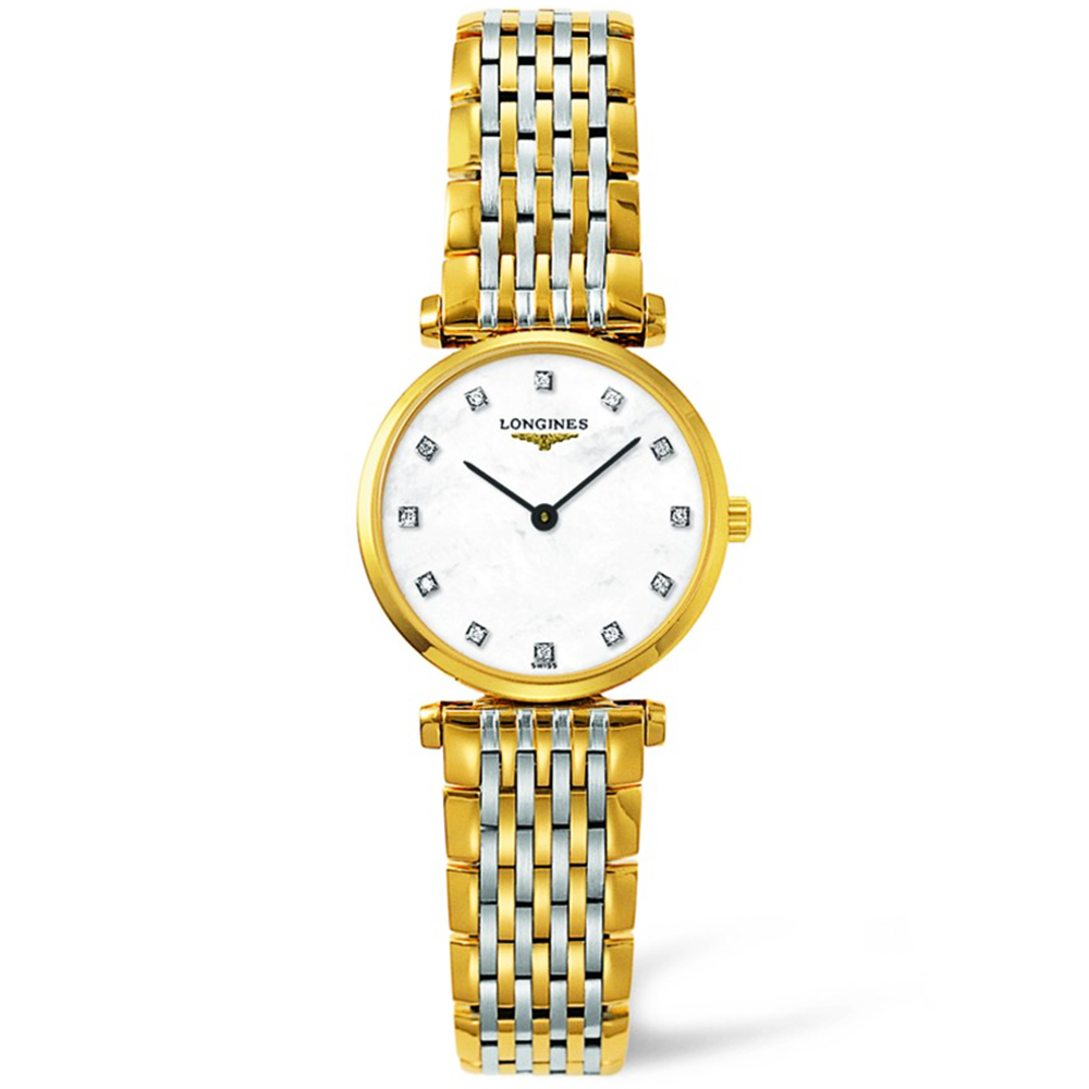 Longines La Grande 24mm Classique Steel & Gold PVD Case M.O.P Diamond Dial Ladies Bracelet Watch - Berry's Jewellers