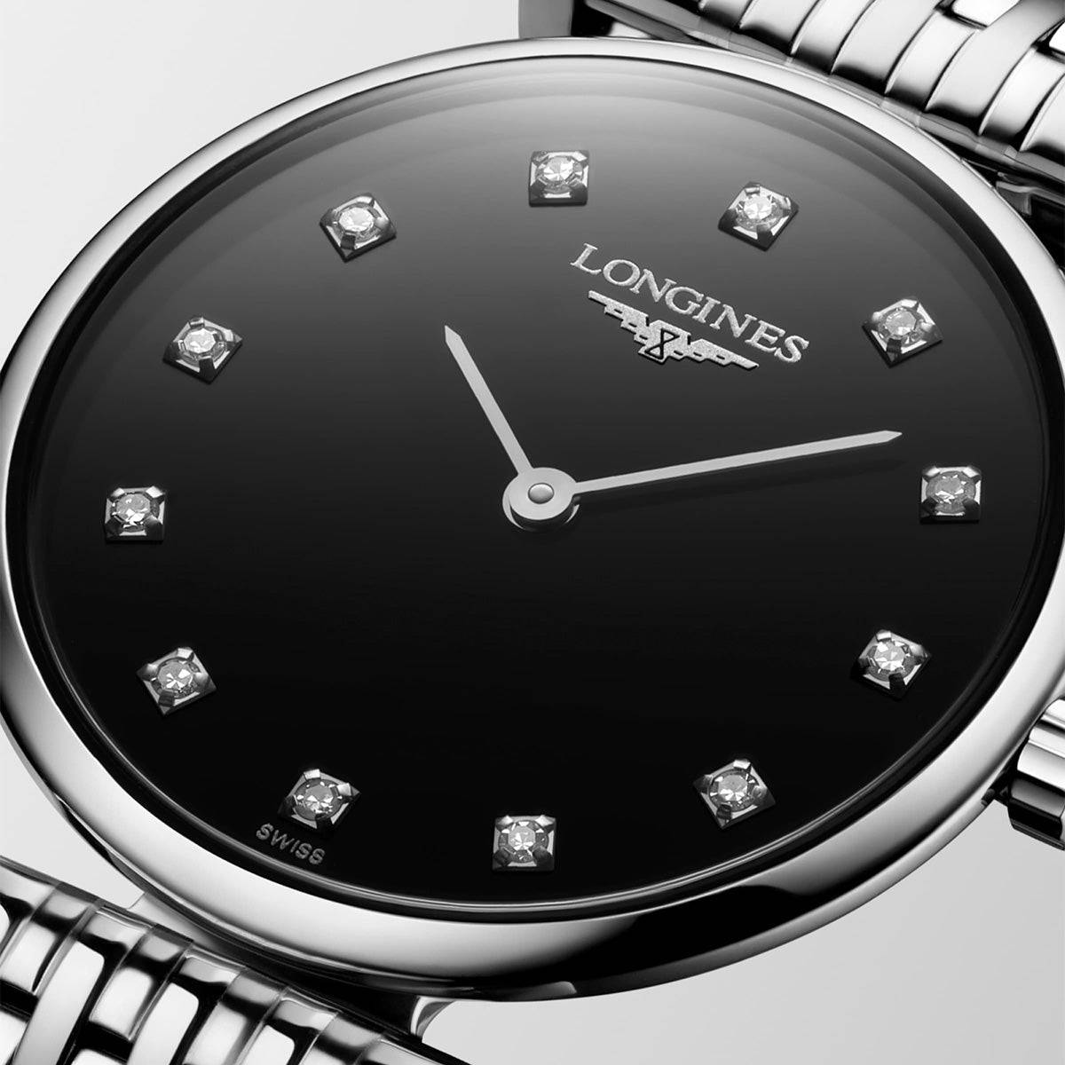 Longines La Grande Classique 24mm Steel Black Diamond Dial Quartz Bracelet Watch - Berry's Jewellers