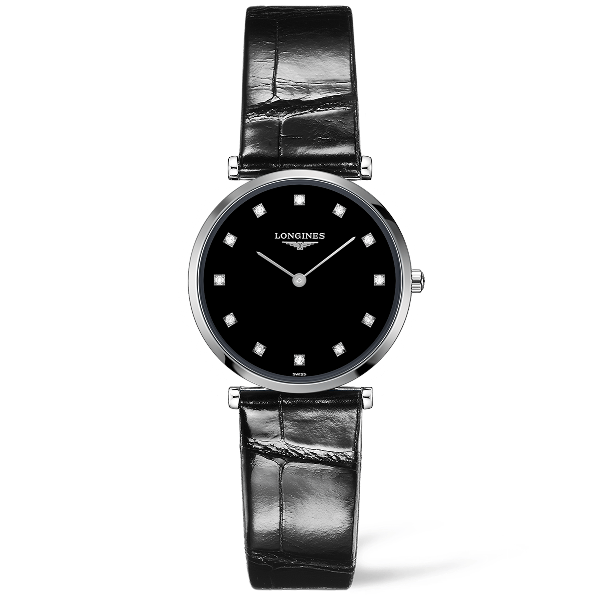 Longines La Grande Classique 29mm Steel Black Diamond Dial Quartz Strap Watch - Berry's Jewellers