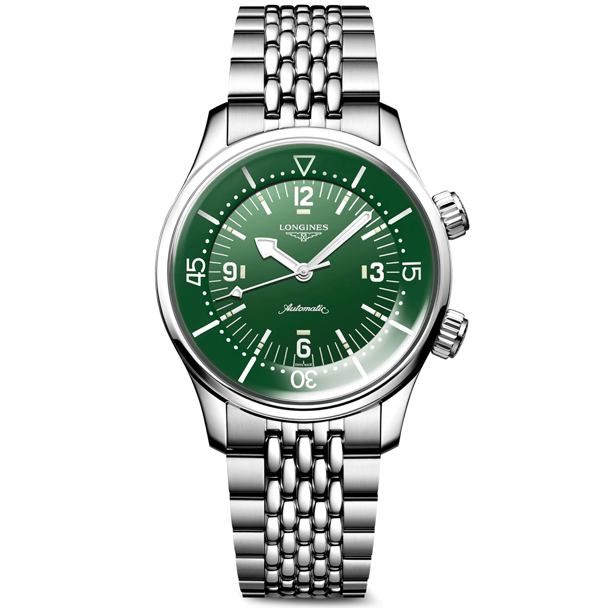 Longines Legend Diver 39mm Green  Dial Men's Automatic Bracelet Watch - Berry's Jewellers