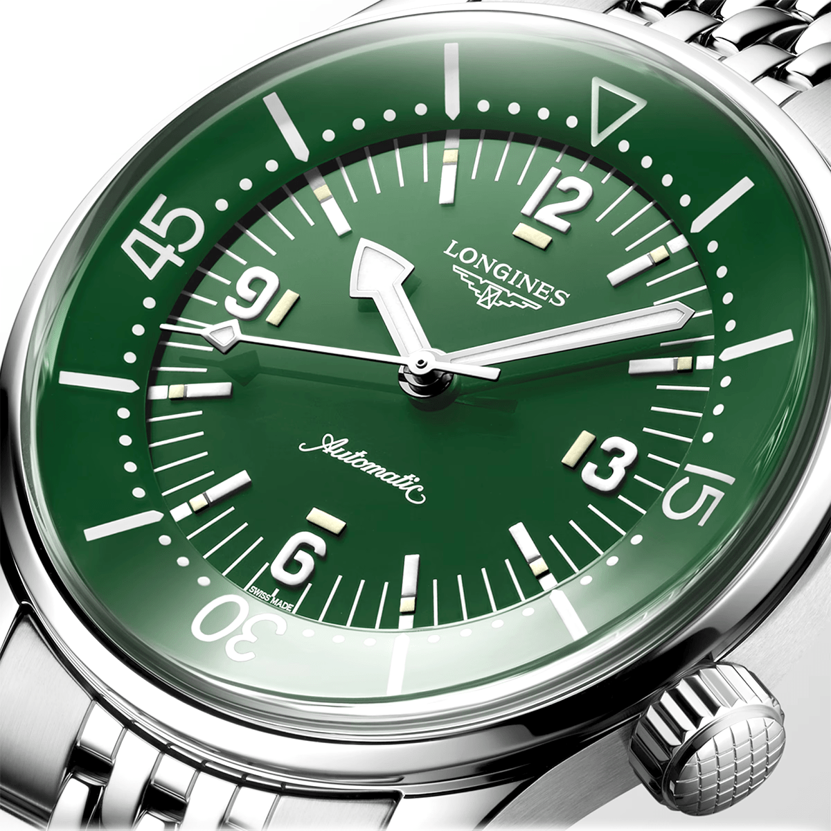 Longines Legend Diver 39mm Green  Dial Men's Automatic Bracelet Watch - Berry's Jewellers