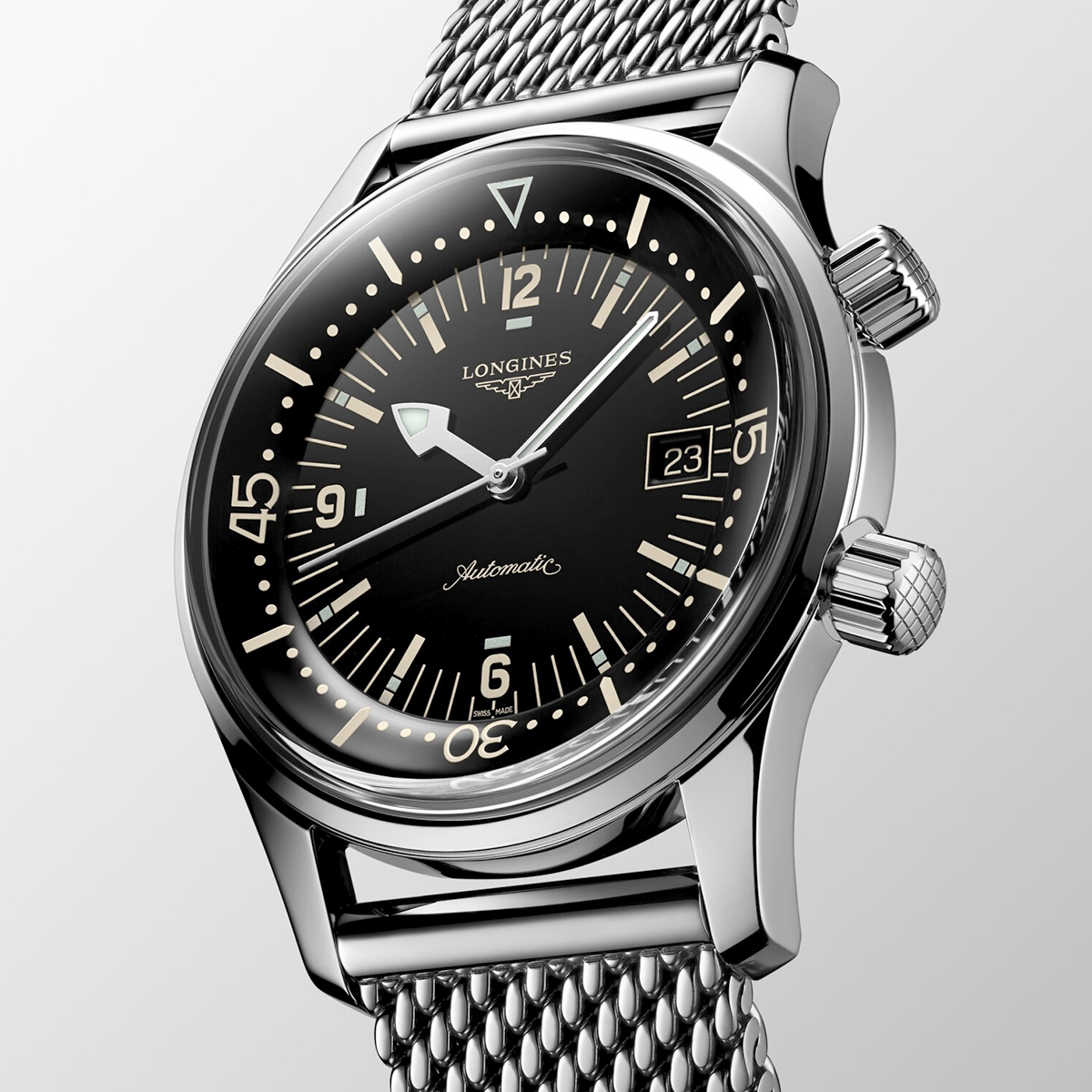 Longines Legend Diver 42mm Black Dial Men's Automatic Bracelet Watch - Berry's Jewellers