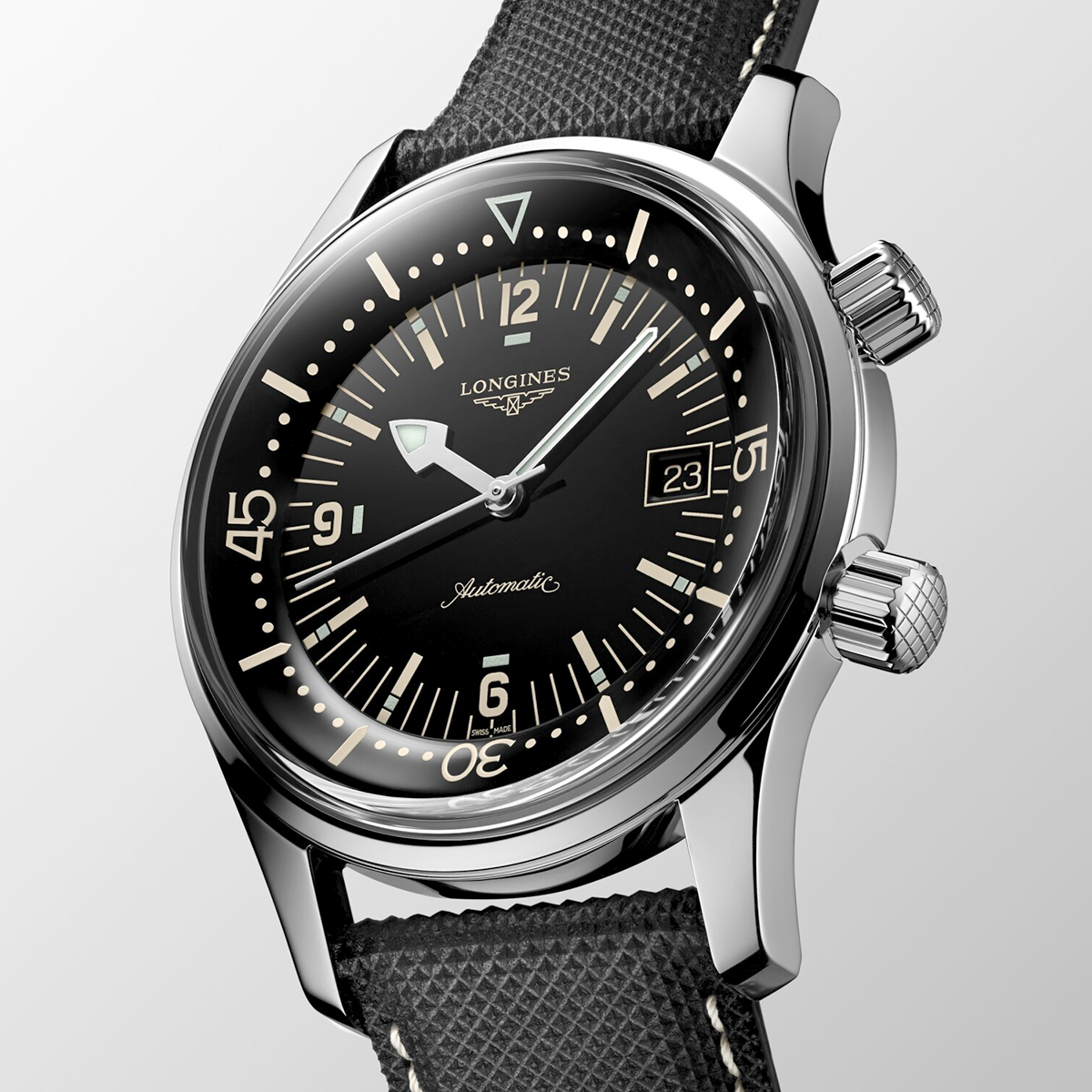 Longines Legend Diver 42mm Black Dial Men's Automatic Strap Watch - Berry's Jewellers