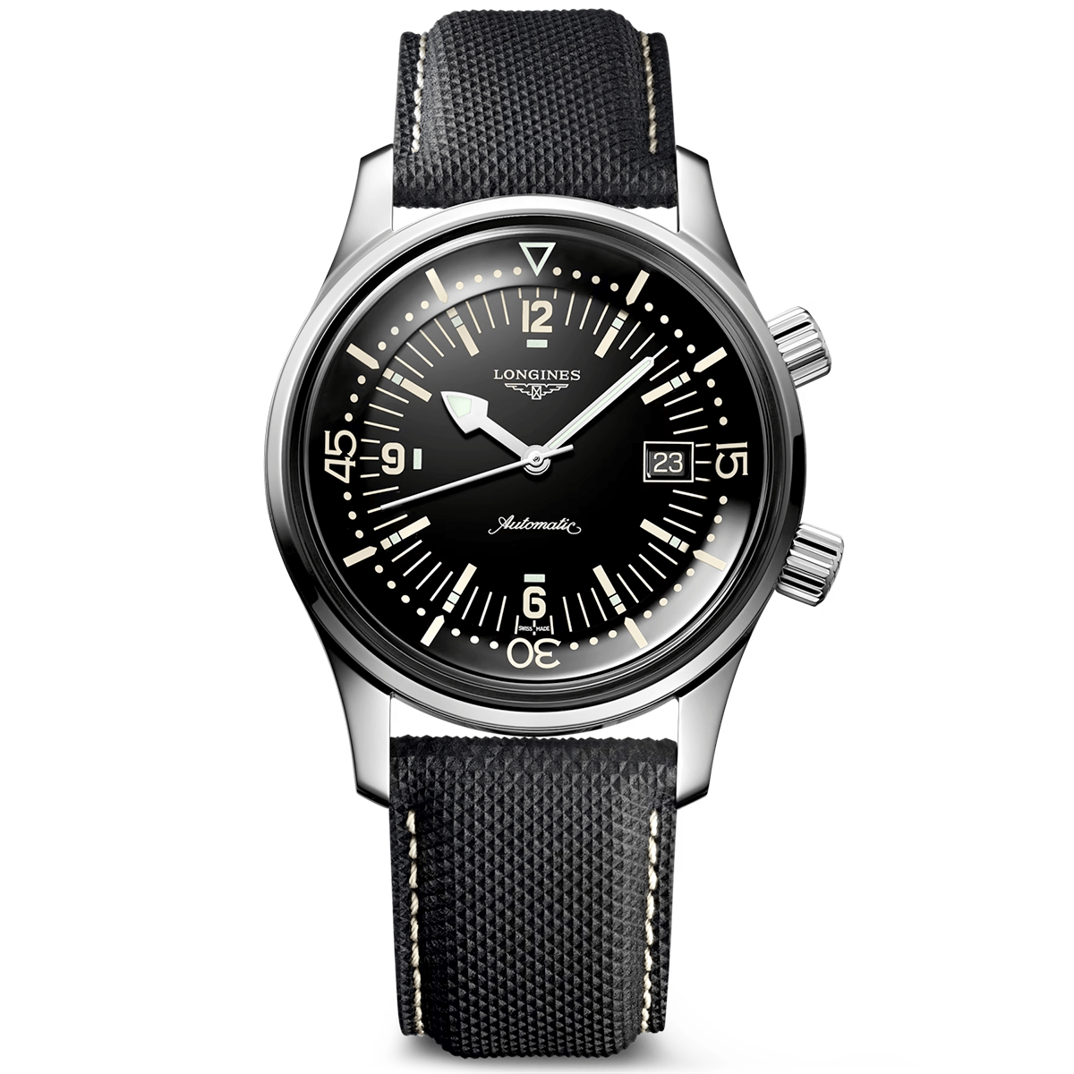 Longines Legend Diver 42mm Black Dial Men's Automatic Strap Watch - Berry's Jewellers