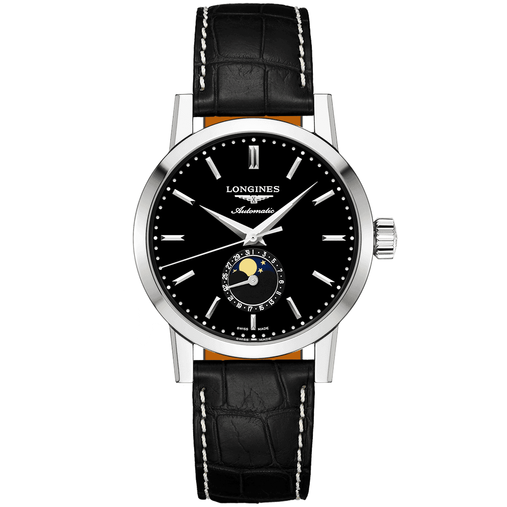 Longines 1832 40mm Black Moonphase Dial Men's Automatic  Strap Watch