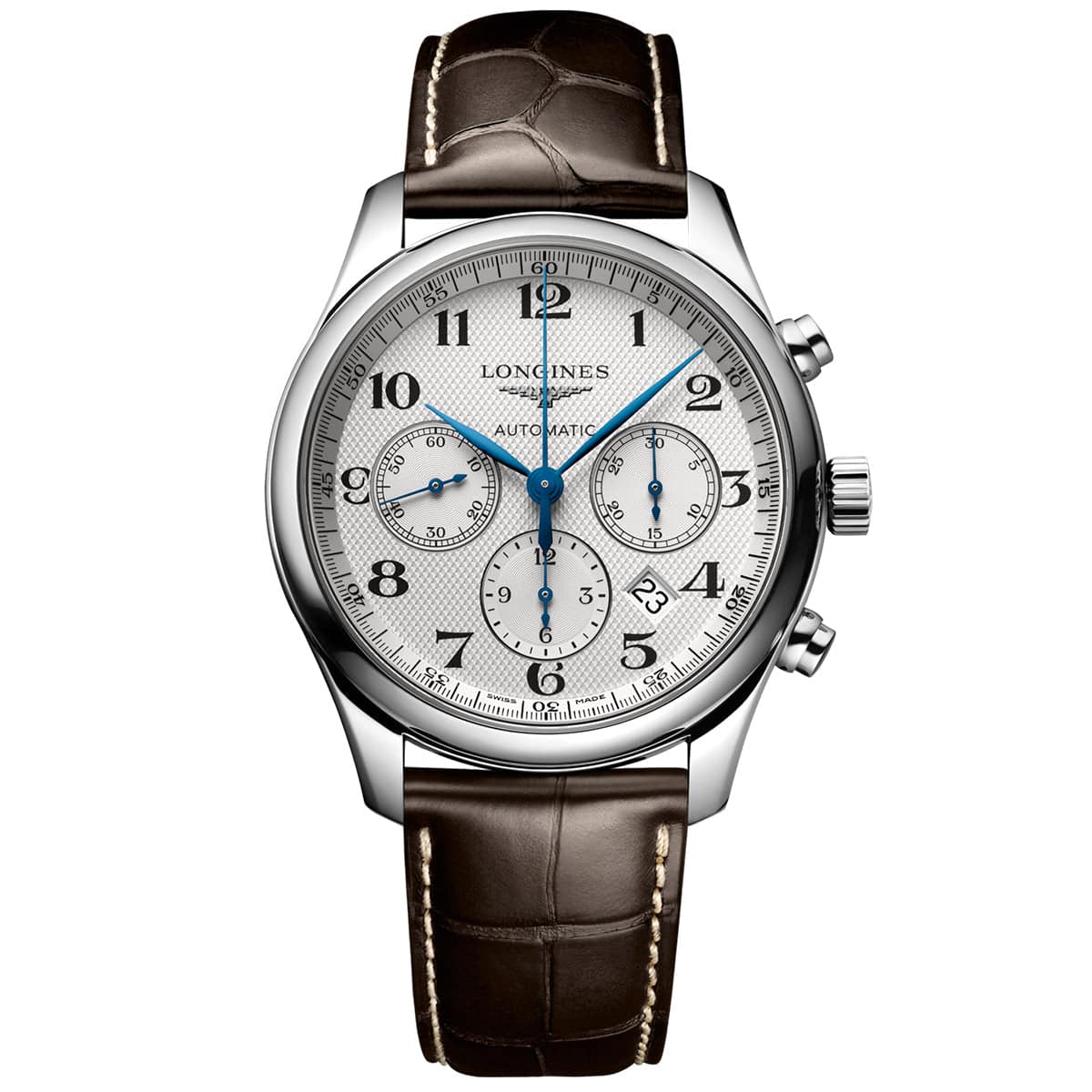 Master Collection 42mm Silver Dial Chronograph Strap Watch