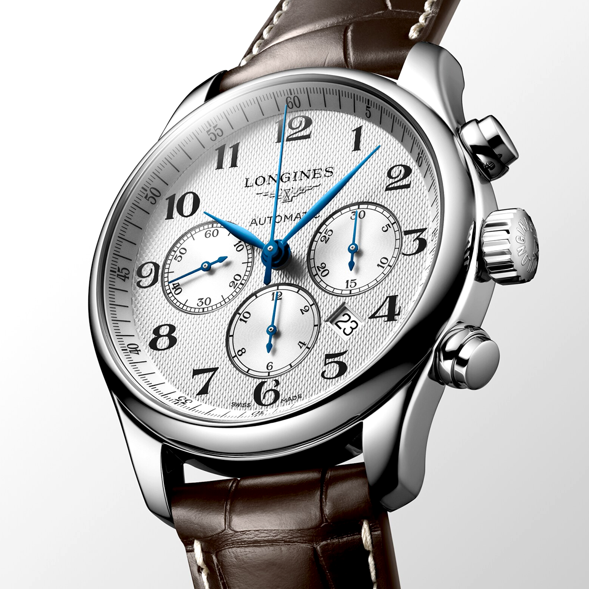 Longines Master Collection Chronograph 42mm Silver Dial Strap Watch - Berry's Jewellers