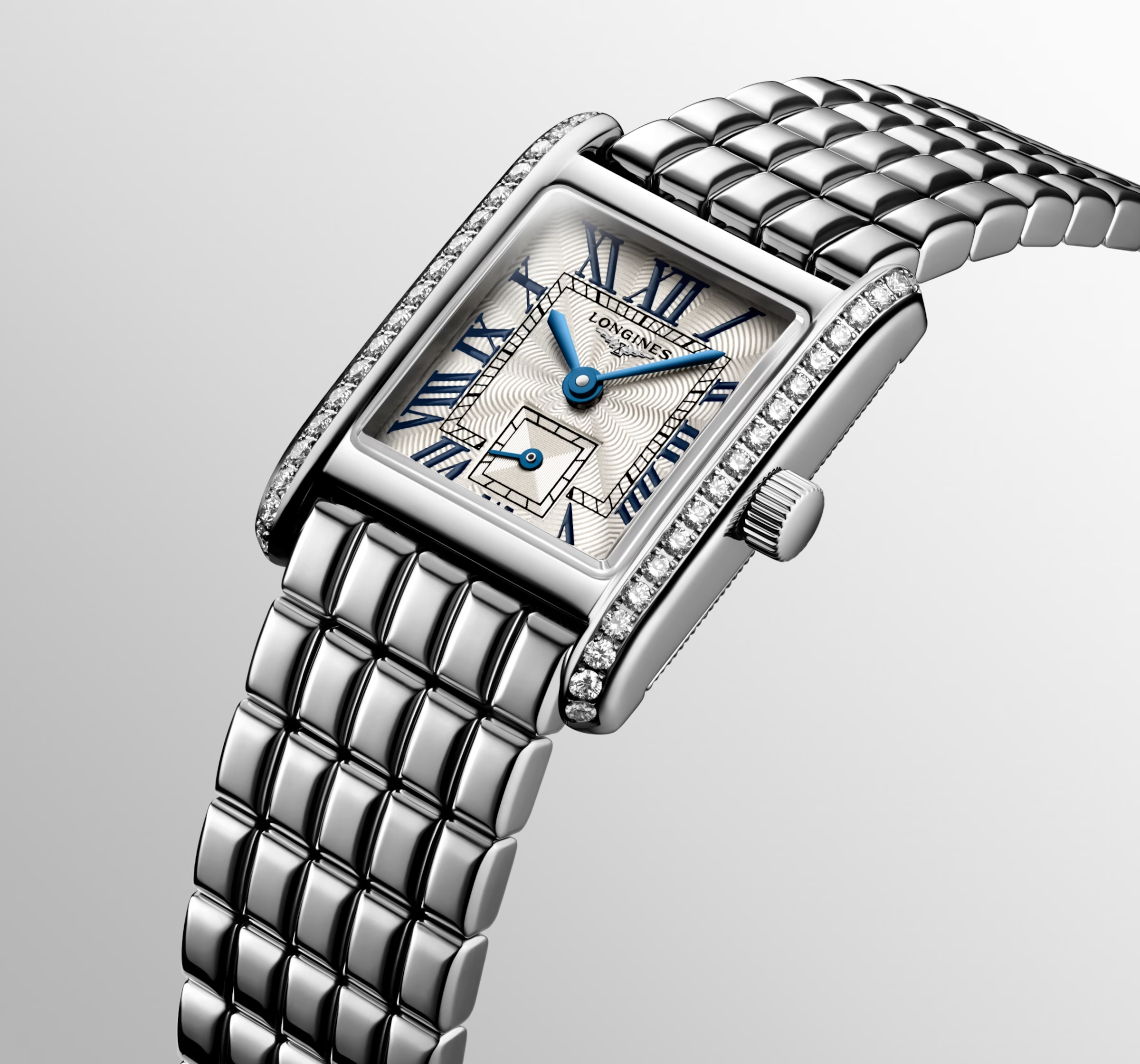 Longines Mini DolceVita Steel Ladies Diamond Bezel Bracelet Watch - Berry's Jewellers