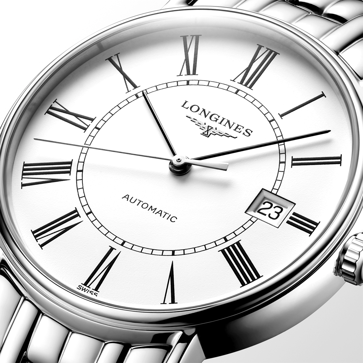 Longines Prescence Steel 38mm Steel and Silver Dial Automatic Bracelet Watch - Berry's Jewellers