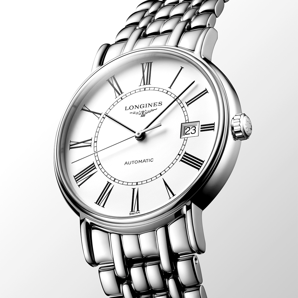 Longines Prescence Steel 38mm Steel and Silver Dial Automatic Bracelet Watch - Berry's Jewellers