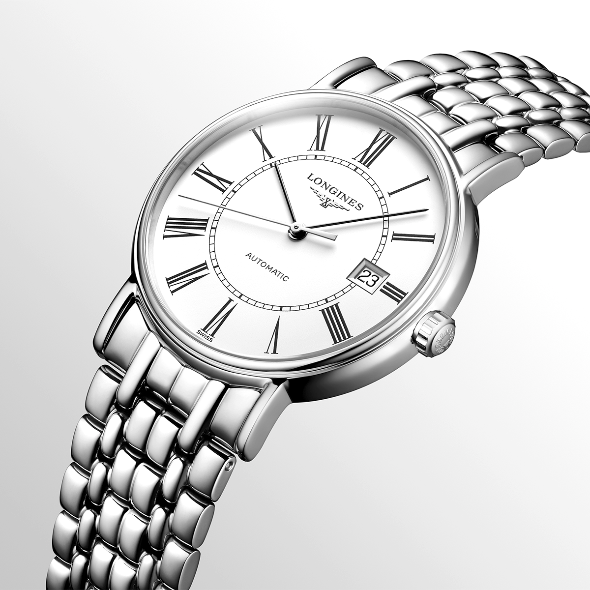 Longines Prescence Steel 38mm Steel and Silver Dial Automatic Bracelet Watch - Berry's Jewellers