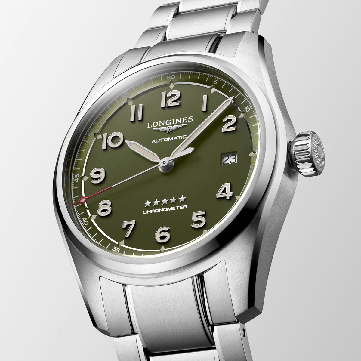 Longines Spirit 40mm Green Dial Automatic Bracelet Watch - Berry's Jewellers