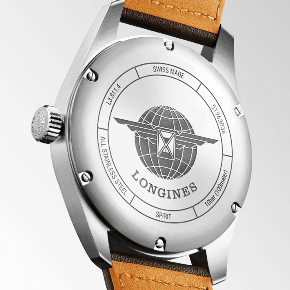 Longines Spirit 42mm Black Dial Men's Automatic Leather Strap Watch - Berry's Jewellers