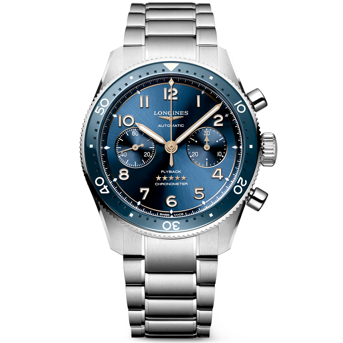 Longines Spirit Flyback 42mm Blue Dial Men's Automatic Chronograph Watch - Berry's Jewellers