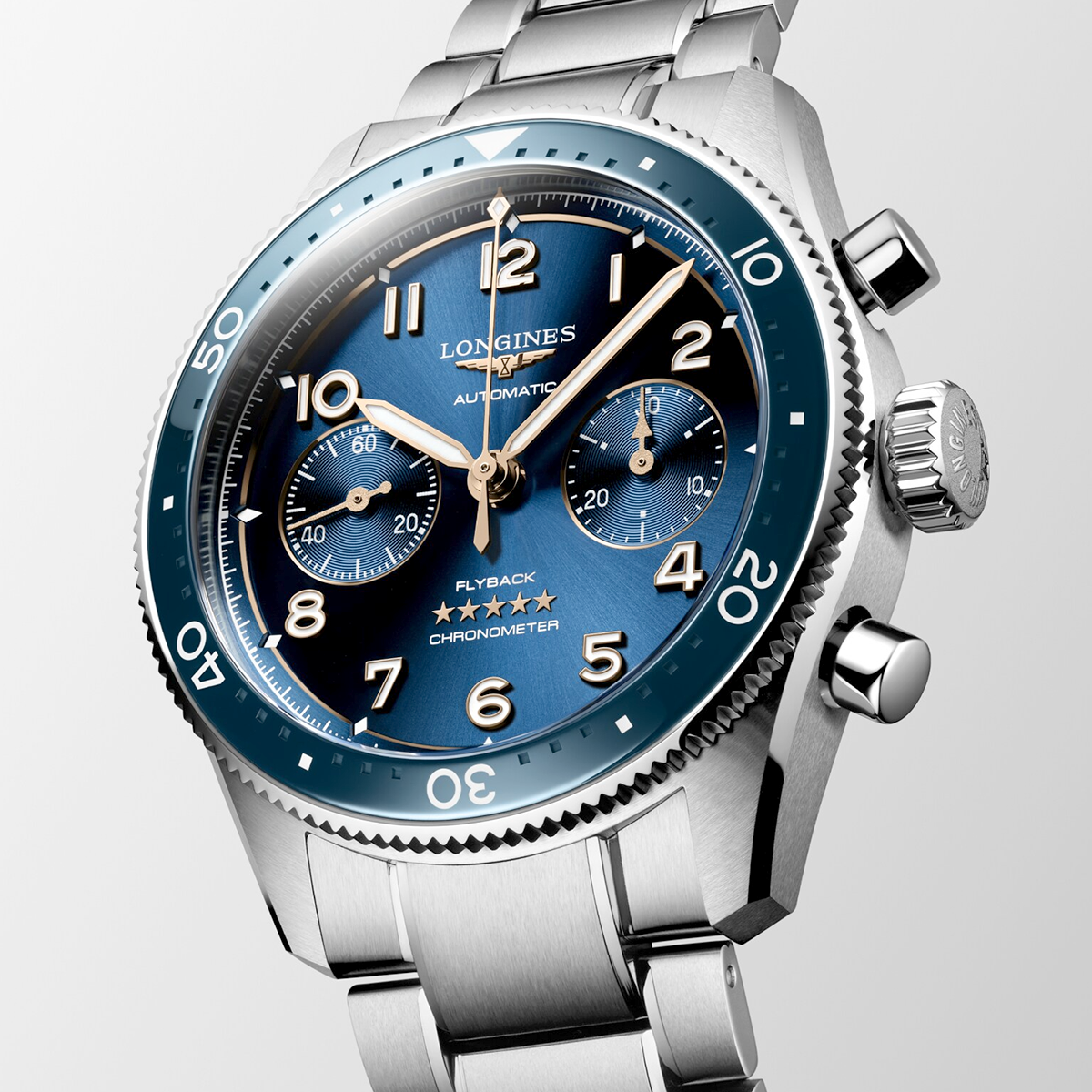 Longines Spirit Flyback 42mm Blue Dial Men's Automatic Chronograph Watch - Berry's Jewellers