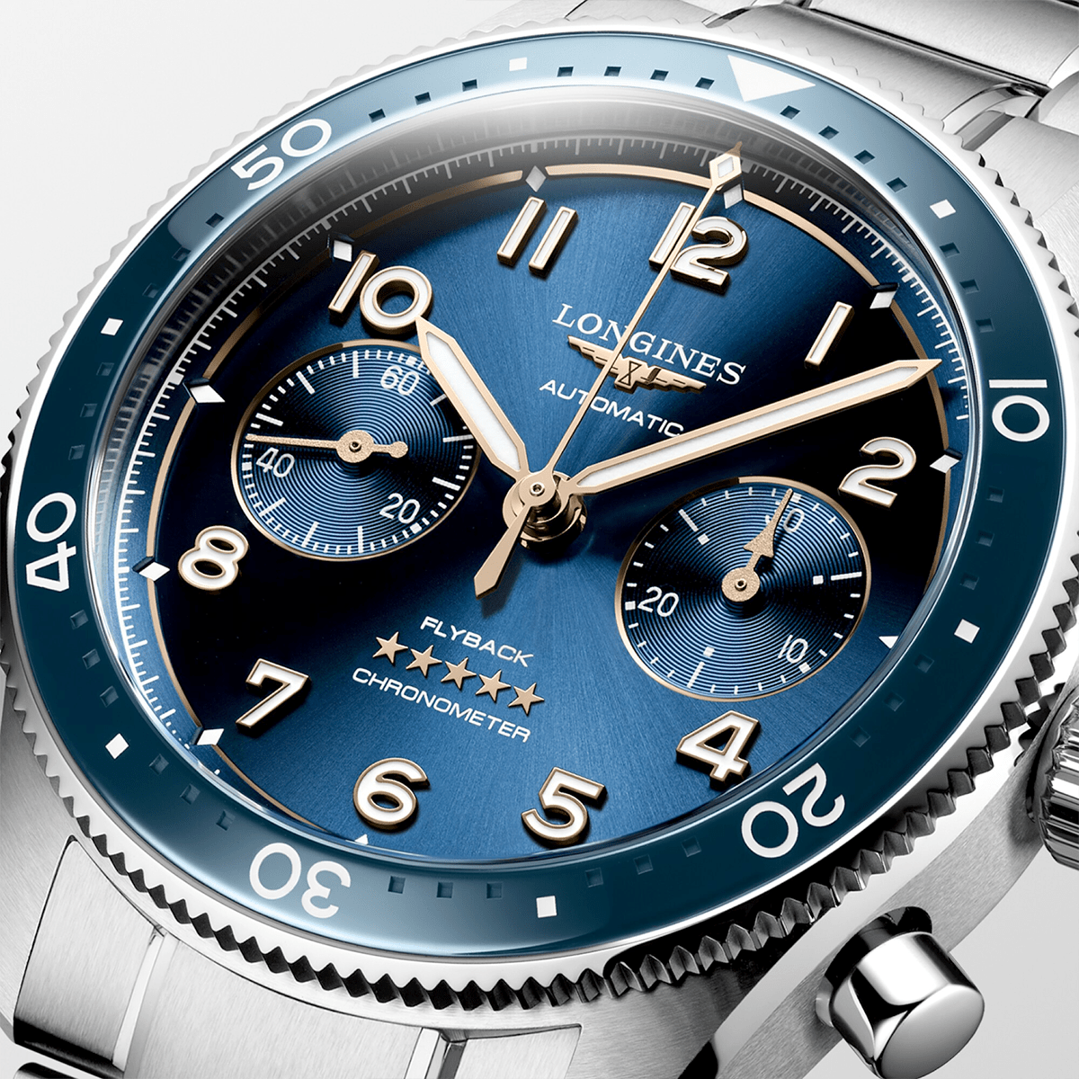 Longines Spirit Flyback 42mm Blue Dial Men's Automatic Chronograph Watch - Berry's Jewellers