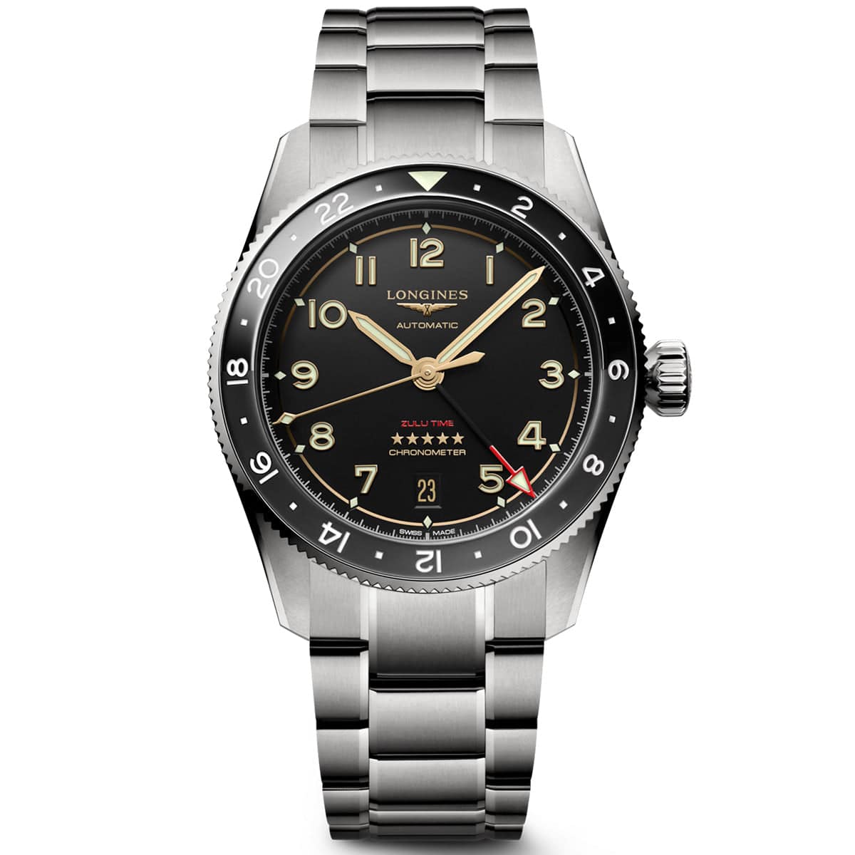 Spirit Zulu Time 39mm Anthracite Dial and Ceramic Bezel Bracelet Watch