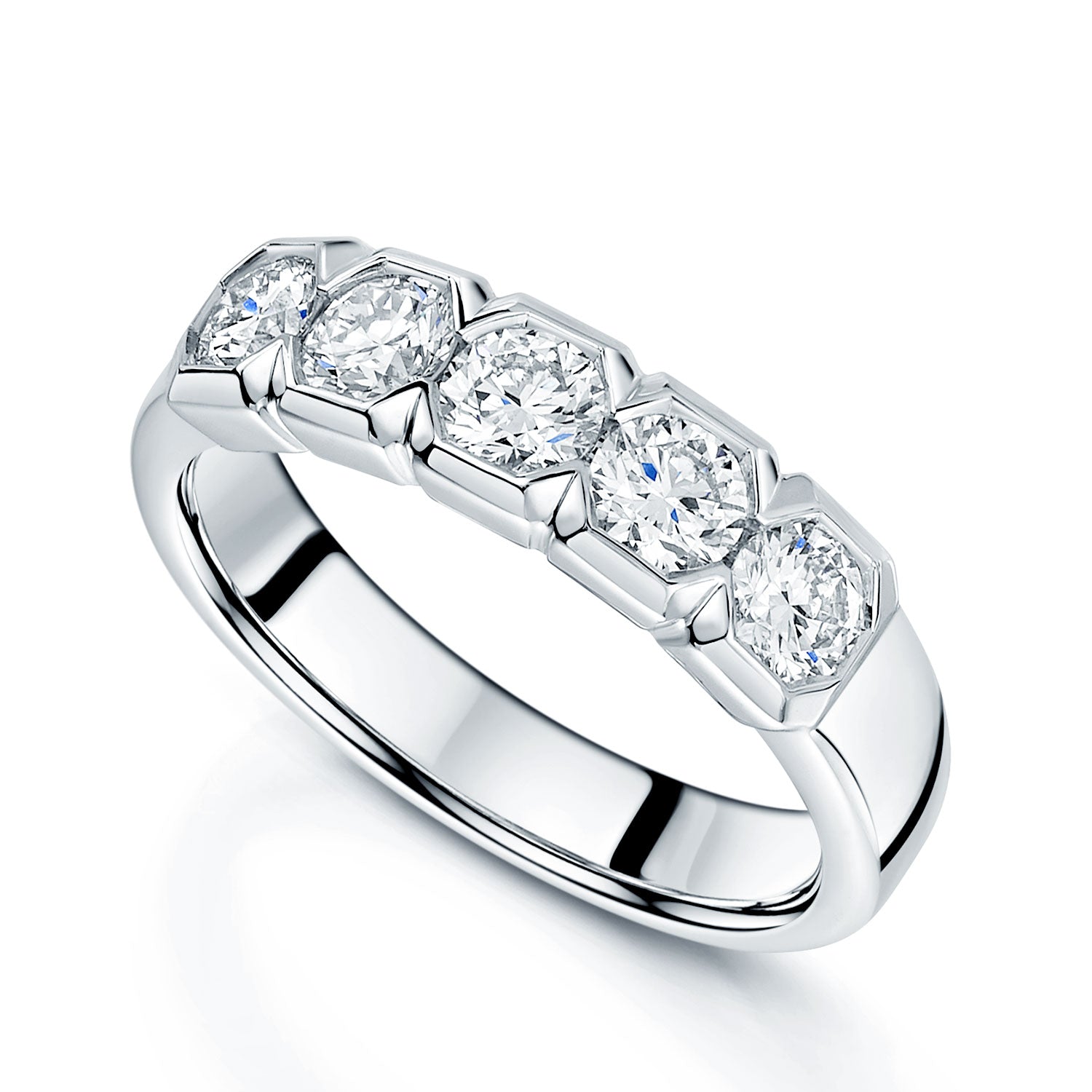 Berry's Platinum Diamond Five Stone Half Eternity Ring - Berry's Jewellers