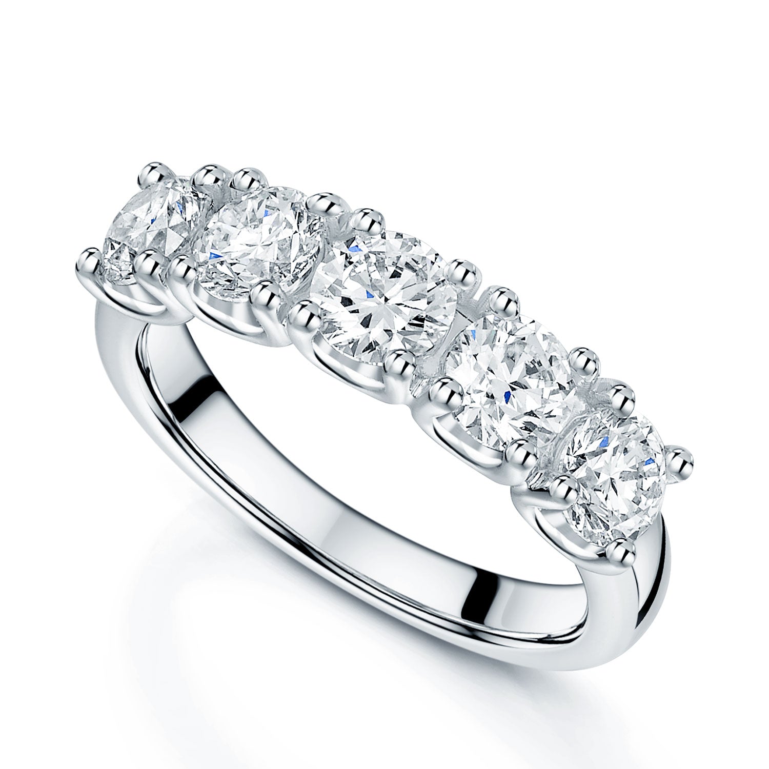 Berry's Platinum Round Brilliant-Cut Diamond 2.00ct Five Stone Half Eternity Ring - Berry's Jewellers