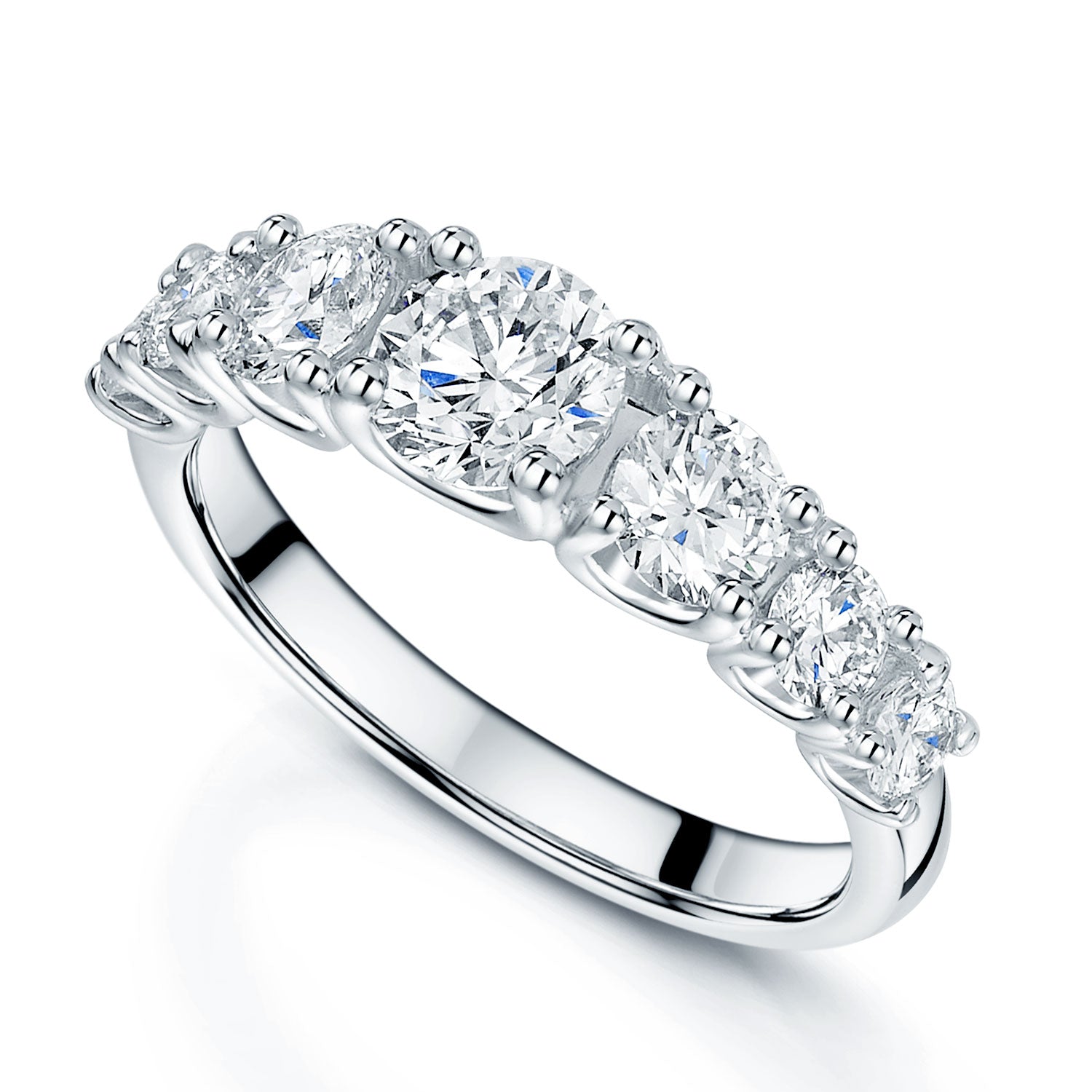 Berry's Platinum GIA Certificated Round Brilliant-Cut Diamond Seven Stone Half Eternity Ring - Berry's Jewellers