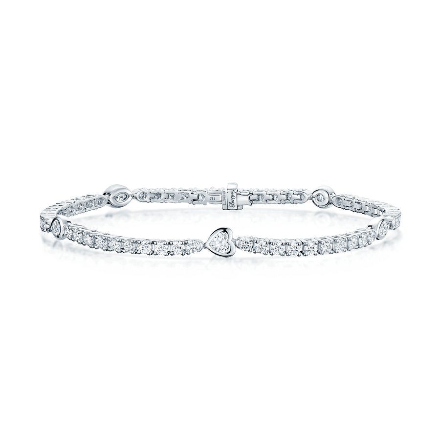 18ct White Gold Mixed Cut Diamond Fancy Line Bracelet