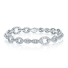 18ct White Gold Diamond Pave Set Graduating Oval Link And Bar Bracelet