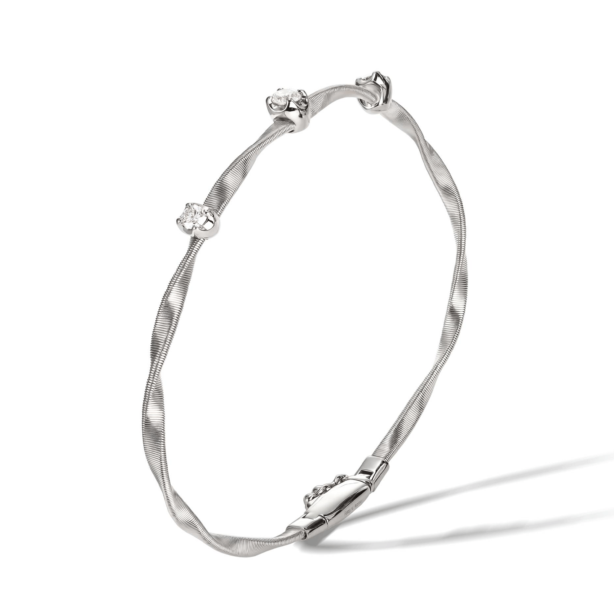 Marrakech 18ct Satin Finish White Gold Diamond Set Bangle