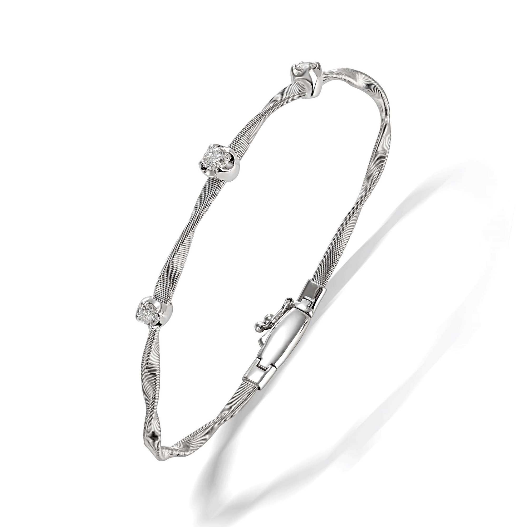 Marrakech 18ct Satin Finish White Gold Diamond Set Bangle