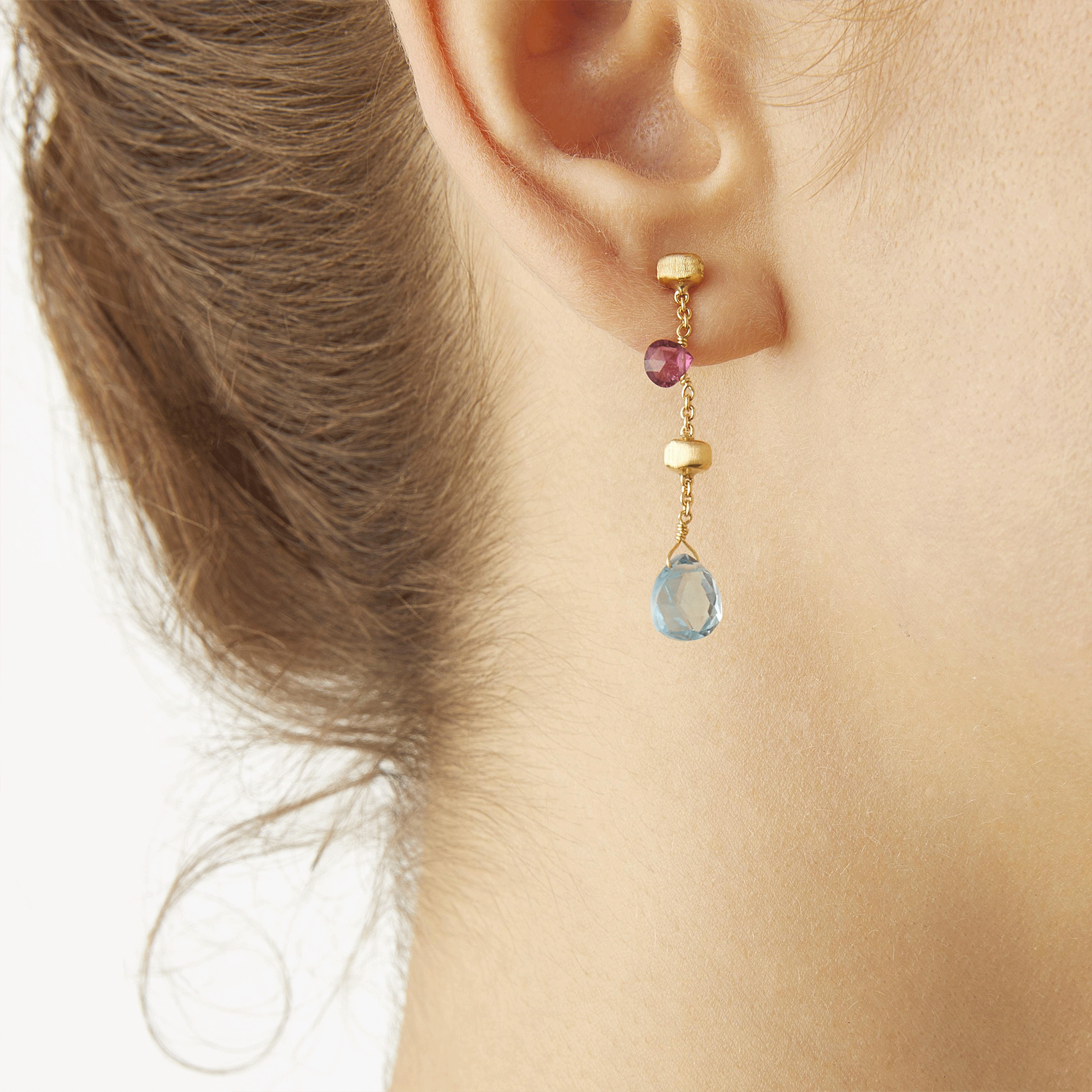 Marco Bicego Paradise 18ct Yellow Gold Multicoloured Drop Earrings - Berry's Jewellers