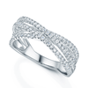 18ct White Gold Diamond Set Cross Over Design Ring