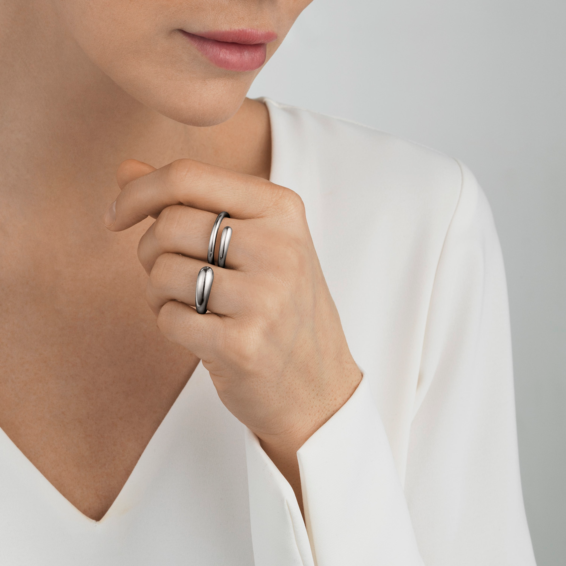 Georg Jensen Mercy Silver Double Ring - Berry's Jewellers