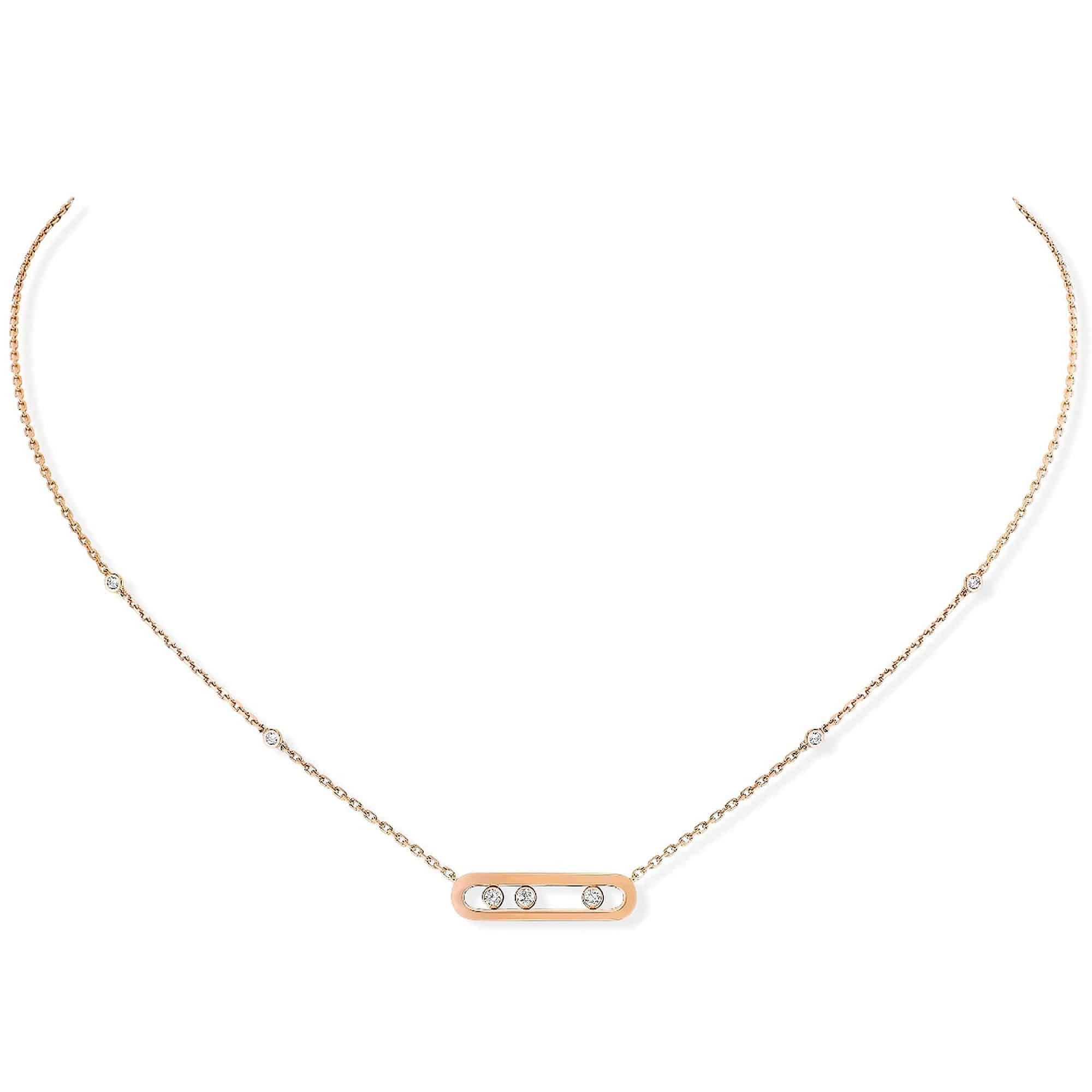 Messika Paris 18ct Pink Gold Baby Move Three Diamond Set Necklace - Berry's Jewellers