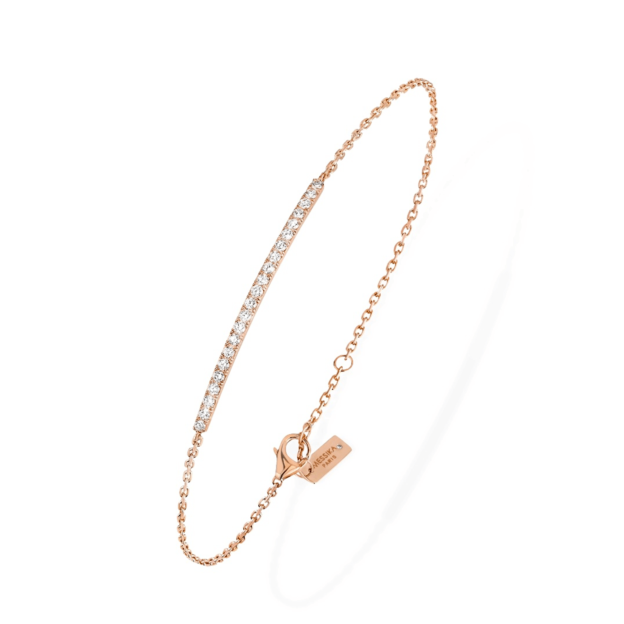 Messika Paris 18ct Pink Gold Gatsby Pave Set Diamond Bar Bracelet - Berry's Jewellers