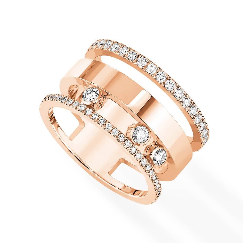 18ct Pink Gold Move Romane Large Diamond Ring