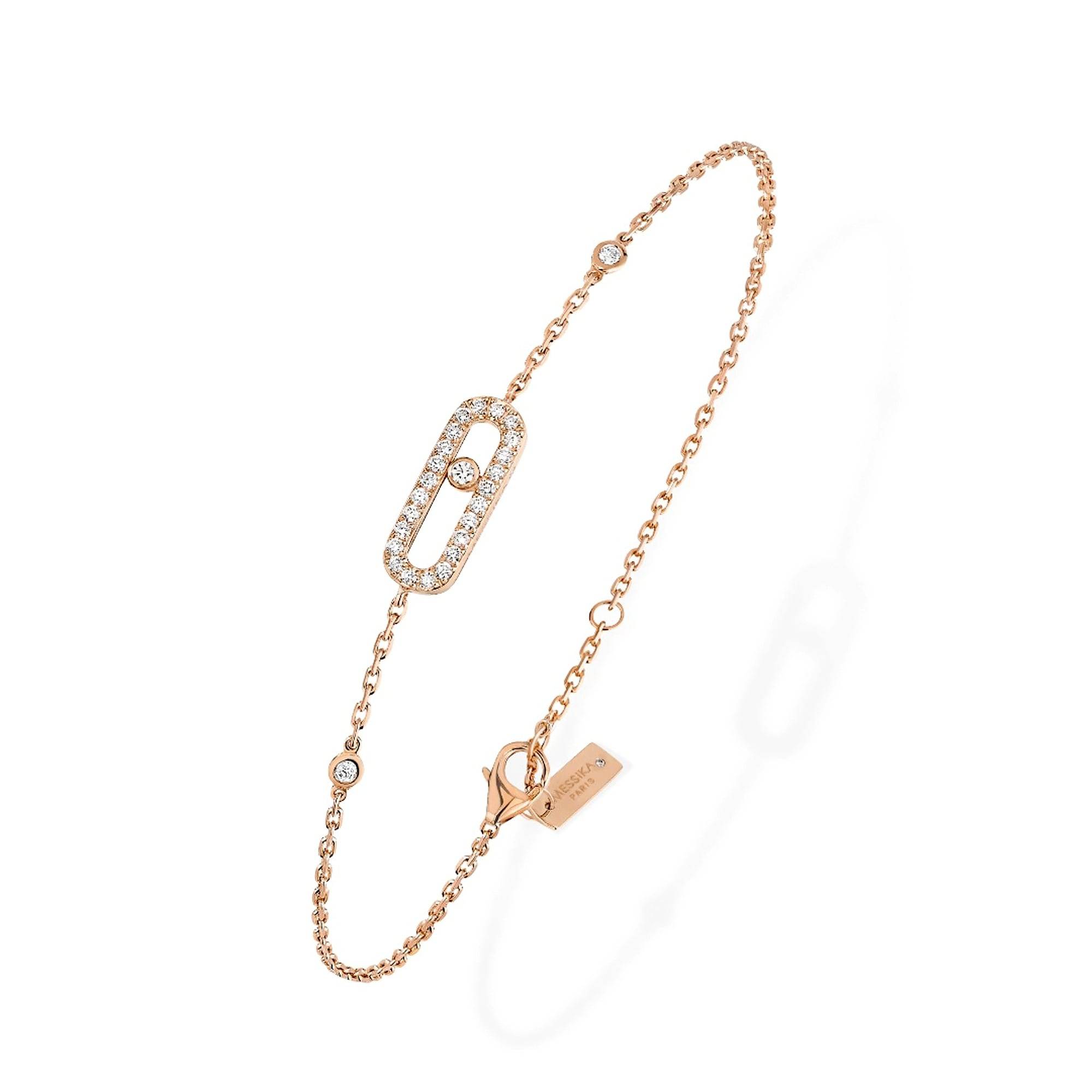 Messika Paris 18ct Pink Gold Move Uno Single Diamond And Pave Set Diamond Bracelet - Berry's Jewellers