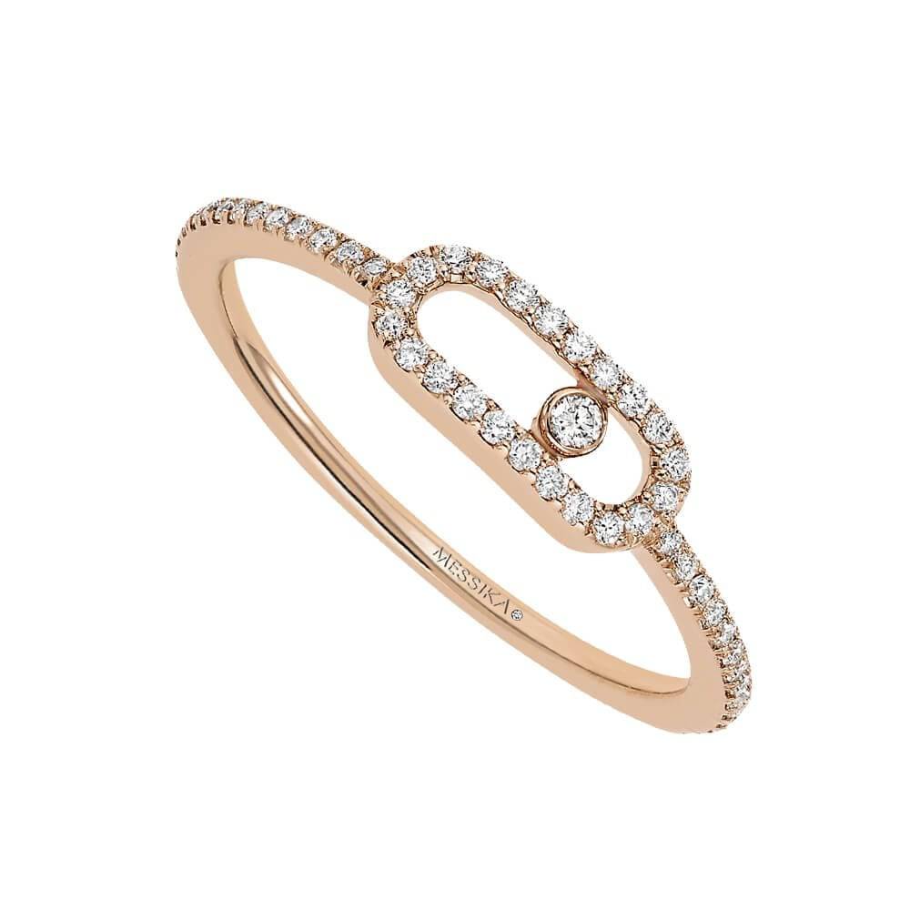 Messika Paris 18ct Pink Gold Move Uno Single Diamond And Pave Set Diamond Ring - Berry's Jewellers