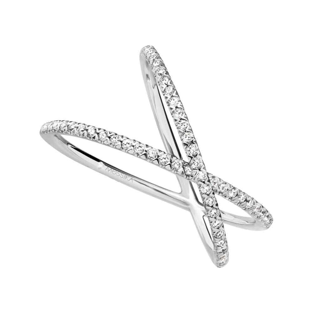 Messika Paris 18ct White Gold Gatsby Pave Set Diamond Cross Design Ring - Berry's Jewellers