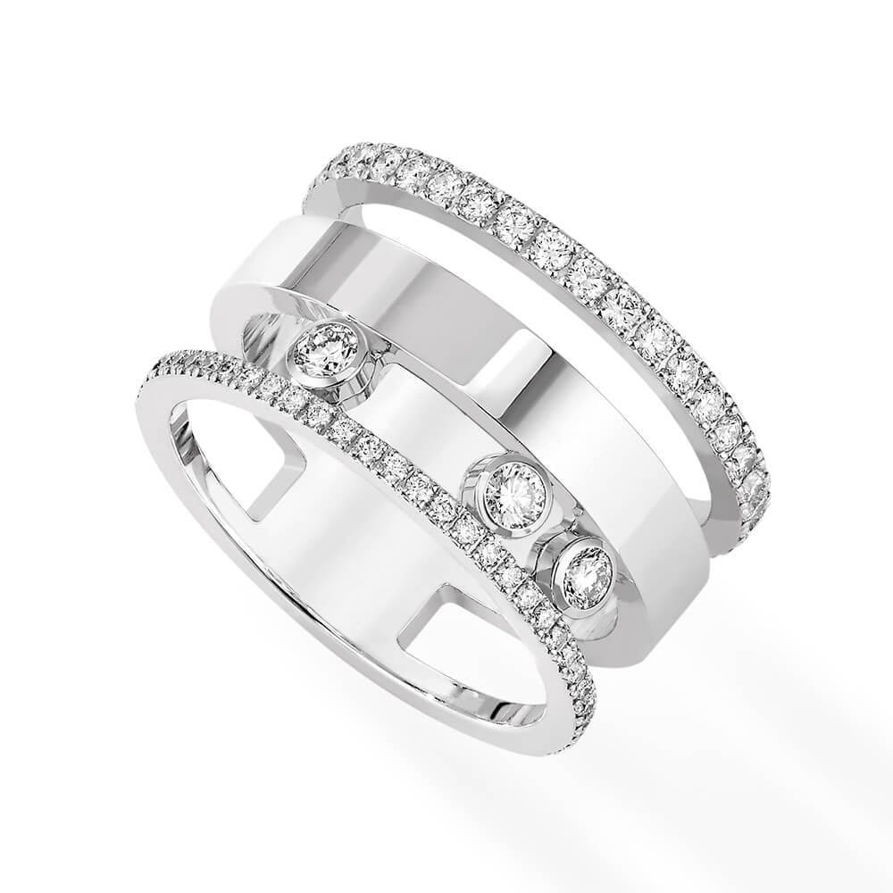 18ct White Gold Move Romane Large Diamond Ring