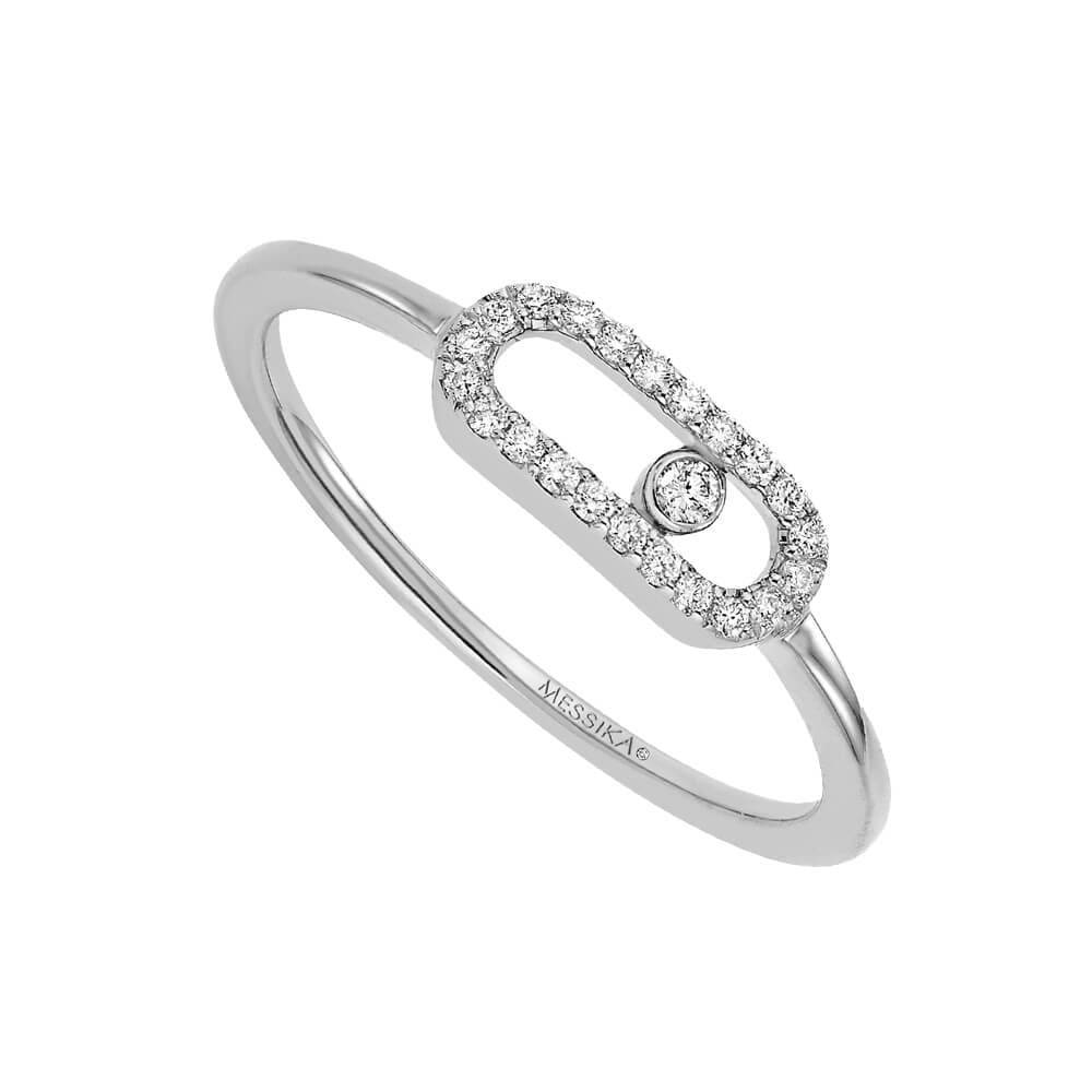 Messika Paris 18ct White Gold Move Uno Single Diamond and Pave Set Ring - Berry's Jewellers