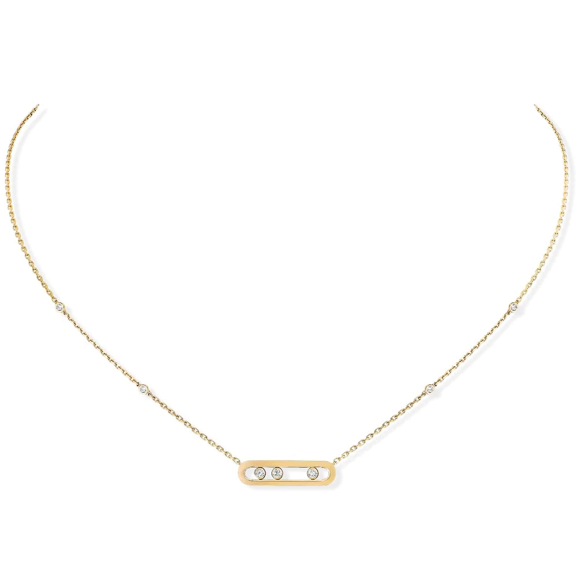 Messika Paris 18ct Yellow Gold Baby Move Three Diamond Set Necklace - Berry's Jewellers