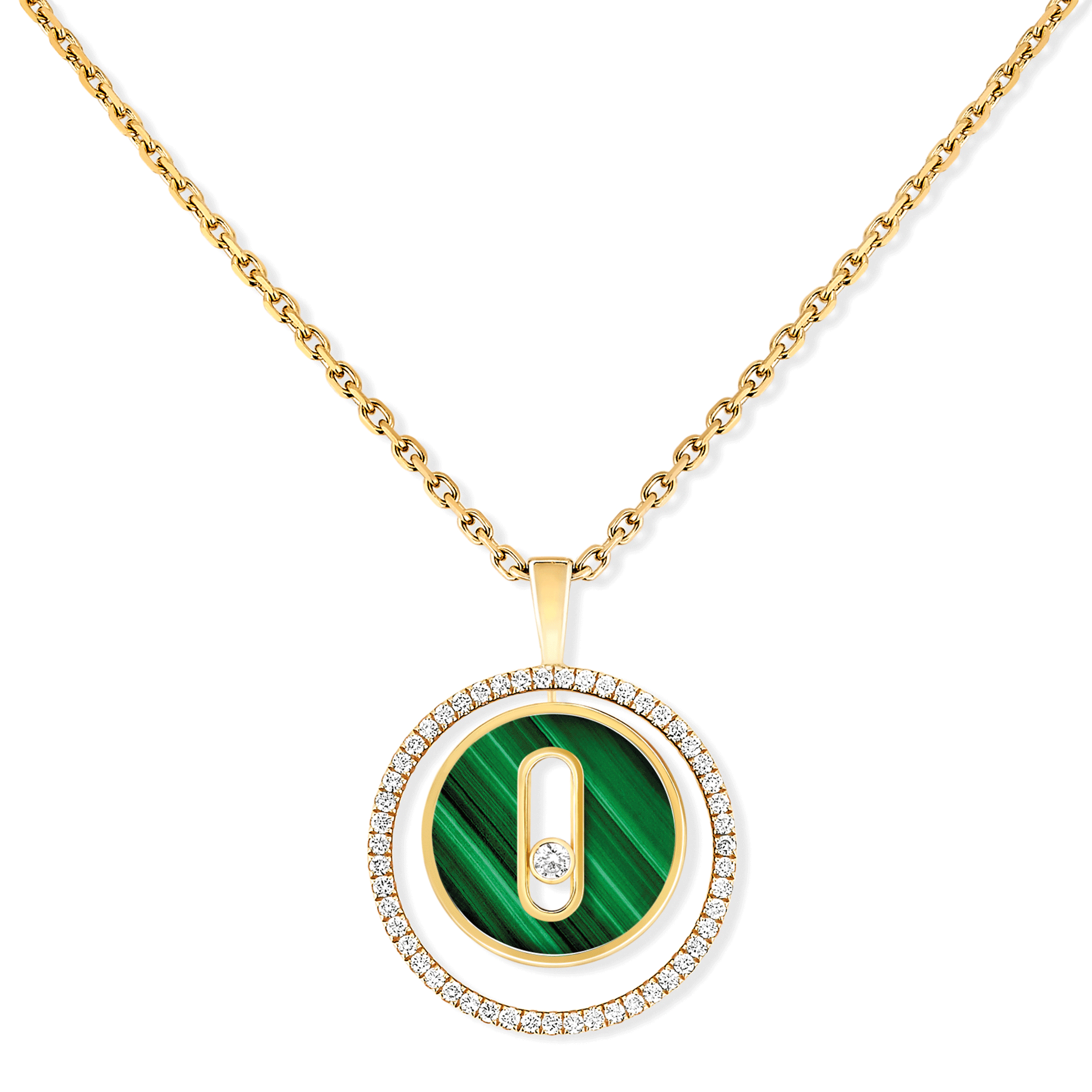 Messika Paris Lucky Move 18ct Yellow Gold Malachite And Diamond Pendant - Berry's Jewellers