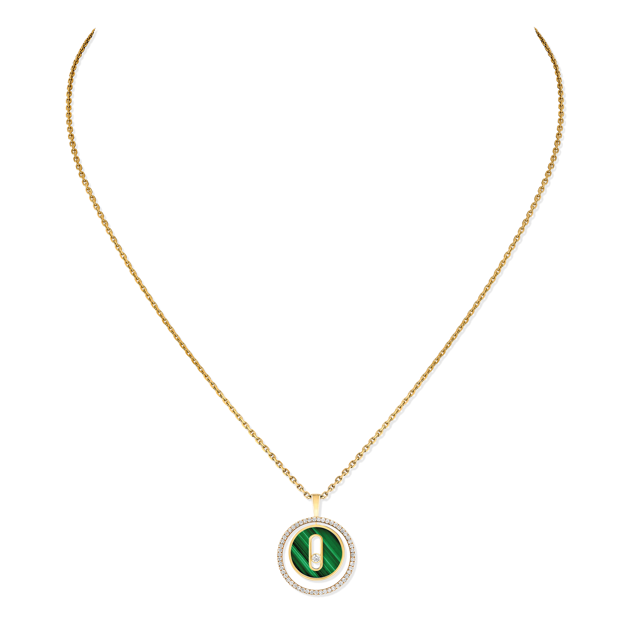 Messika Paris Lucky Move 18ct Yellow Gold Malachite And Diamond Pendant - Berry's Jewellers