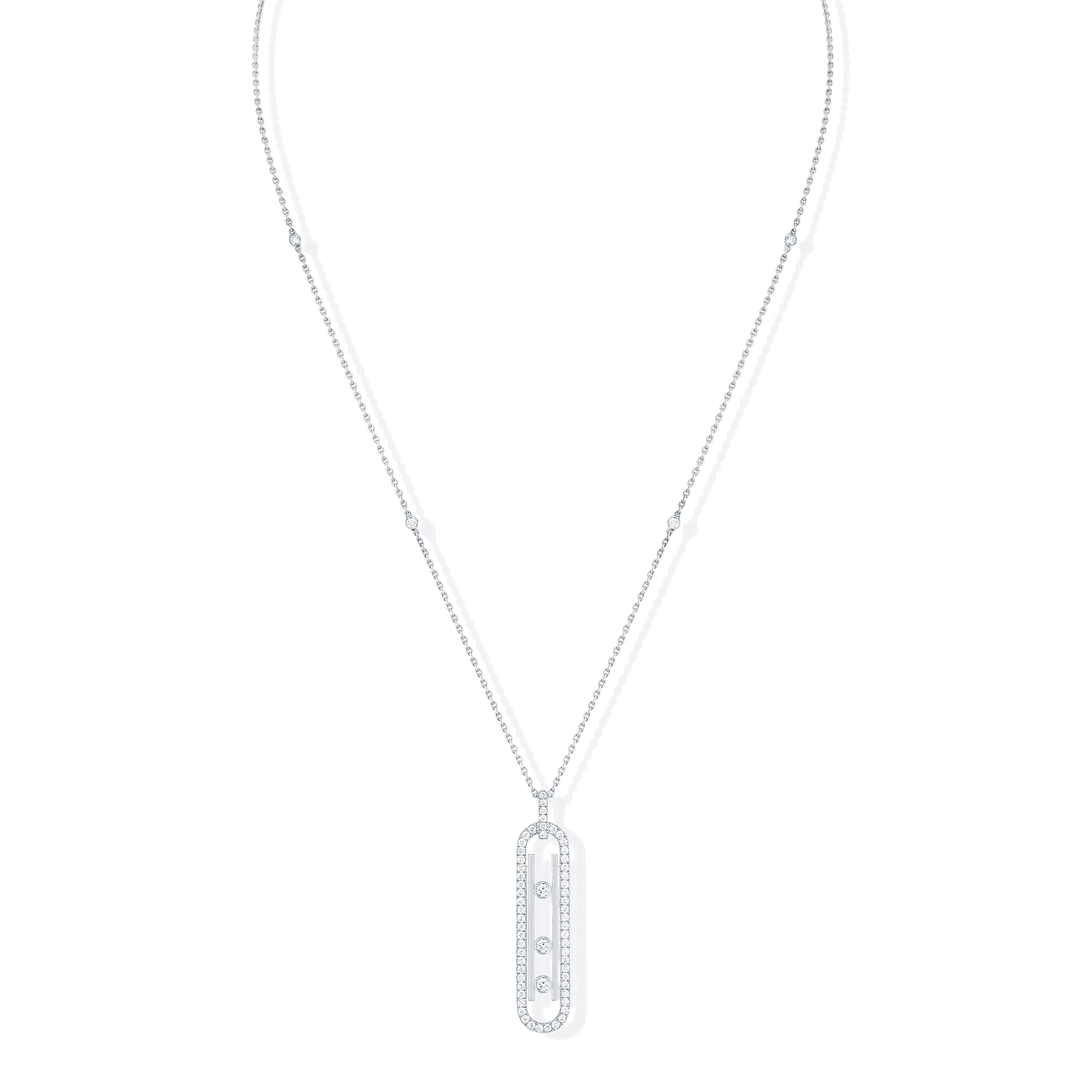 Messika Paris Move 10th PM 18ct white gold diamond set necklace - Berry's Jewellers