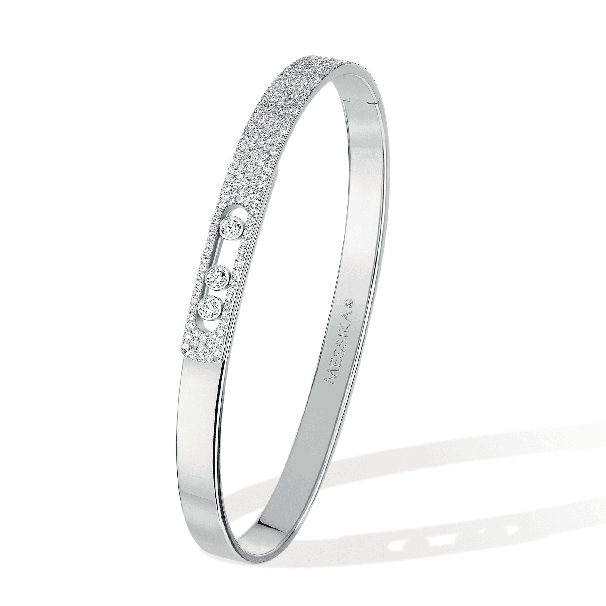 Messika Paris Move Noa 18ct White Gold Pave Diamond Set Bangle - Berry's Jewellers